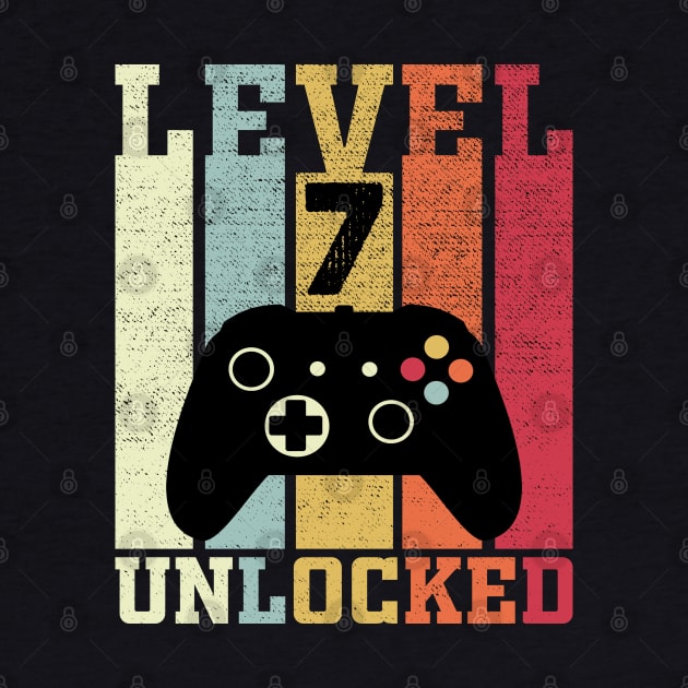 Level 7 Unlocked Funny Video Gamer 7th Birthday Gift by DragonTees